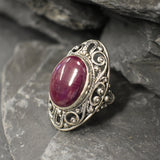 Ruby Ring, Natural Ruby Ring, July Birthstone Ring, Victorian Ring, Large Ruby Ring, Heavy Ring, Statement Ring, Solid Silver Ring, Ruby