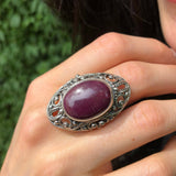 Ruby Ring, Natural Ruby Ring, July Birthstone Ring, Victorian Ring, Large Ruby Ring, Heavy Ring, Statement Ring, Solid Silver Ring, Ruby