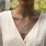 Silver Square Pendant, Plate Pendant, Artisan Pendant, Statement Pendant, Flat Pendant, Symbolic Pendant, Water Symbol, Solid Silver Pendant