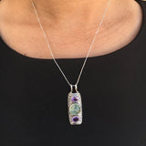 Prehnite Pendant, Natural Prehnite, Amethyst Pendant, Blue Topaz Pendant, Statement Pendant, May Birthstone, Solid Silver Pendant, Prehnite