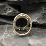 Blue Sandstone Ring, Natural Sandstone, Night Sky Ring, Artistic Ring, Large Sandstone Ring, Black Ring, Sparkly Ring, Solid Silver Ring