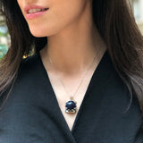 Sodalite Pendant, Natural Sodalite, Blue Round Pendant, Statement Pendant, Blue Pendant, Blue Stone Pendant, Solid Silver Pendant, Sodalite
