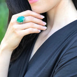 Large Malachite Ring, Natural Malachite, Leaf Ring, Oval Ring, Statement Ring, Green Ring, Floral Ring, Green Vintage Ring, 925 Silver Ring