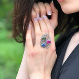 Statement Silver Ring, Multistone Ring, Alexandrite Ring, Boho Silver Ring, Large Teardrop Ring, Colorful Ring, For Her, Rare By Adina