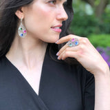 Statement Silver Ring, Multistone Ring, Alexandrite Ring, Boho Silver Ring, Large Teardrop Ring, Colorful Ring, For Her, Rare By Adina
