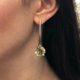 Long Rope Earrings, Natural Lemon Quartz, Yellow Diamond Earrings, Artistic Earrings, Heavy Earrings, Snake Earrings, Solid Silver Earrings