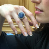 Moonstone Ring, Kyanite Statement Ring, Natural Moonstone, Large Round Ring, Statement Ring, June Birthstone, Moonstone Halo Ring, Rare By A