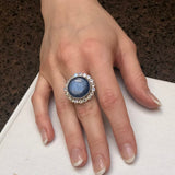 Moonstone Ring, Kyanite Statement Ring, Natural Moonstone, Large Round Ring, Statement Ring, June Birthstone, Moonstone Halo Ring, Rare By A