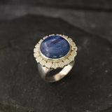 Moonstone Ring, Kyanite Statement Ring, Natural Moonstone, Large Round Ring, Statement Ring, June Birthstone, Moonstone Halo Ring, Rare By A