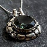 Green Diamond Pendant, Green Silver Pendant, Silver Statement Pendant, Created Diamond Necklace, Large Green Pendant, Rare by Adina