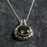 Green Diamond Pendant, Green Silver Pendant, Silver Statement Pendant, Created Diamond Necklace, Large Green Pendant, Rare by Adina