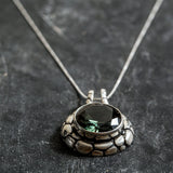 Green Diamond Pendant, Green Silver Pendant, Silver Statement Pendant, Created Diamond Necklace, Large Green Pendant, Rare by Adina