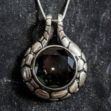 Green Diamond Pendant, Green Silver Pendant, Silver Statement Pendant, Created Diamond Necklace, Large Green Pendant, Rare by Adina