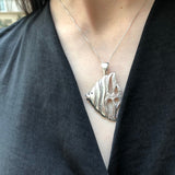 Silver Fish Necklace, Statement Fish Pendant, Summer Necklace, Beach Jewelry, Animal Necklace, Artistic Silver Necklace, Silver Necklace