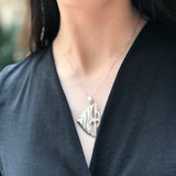 Silver Fish Necklace, Statement Fish Pendant, Summer Necklace, Beach Jewelry, Animal Necklace, Artistic Silver Necklace, Silver Necklace
