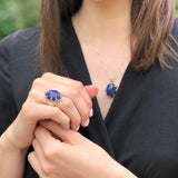 Sodalite Pendant, Natural Sodalite, Blue Oval Pendant, Statement Pendant, Blue Pendant, Blue Stone Pendant, Solid Silver Pendant, Sodalite