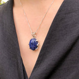 Sodalite Pendant, Natural Sodalite, Blue Oval Pendant, Statement Pendant, Blue Pendant, Blue Stone Pendant, Solid Silver Pendant, Sodalite