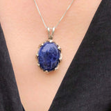 Sodalite Pendant, Natural Sodalite, Blue Oval Pendant, Statement Pendant, Blue Pendant, Blue Stone Pendant, Solid Silver Pendant, Sodalite