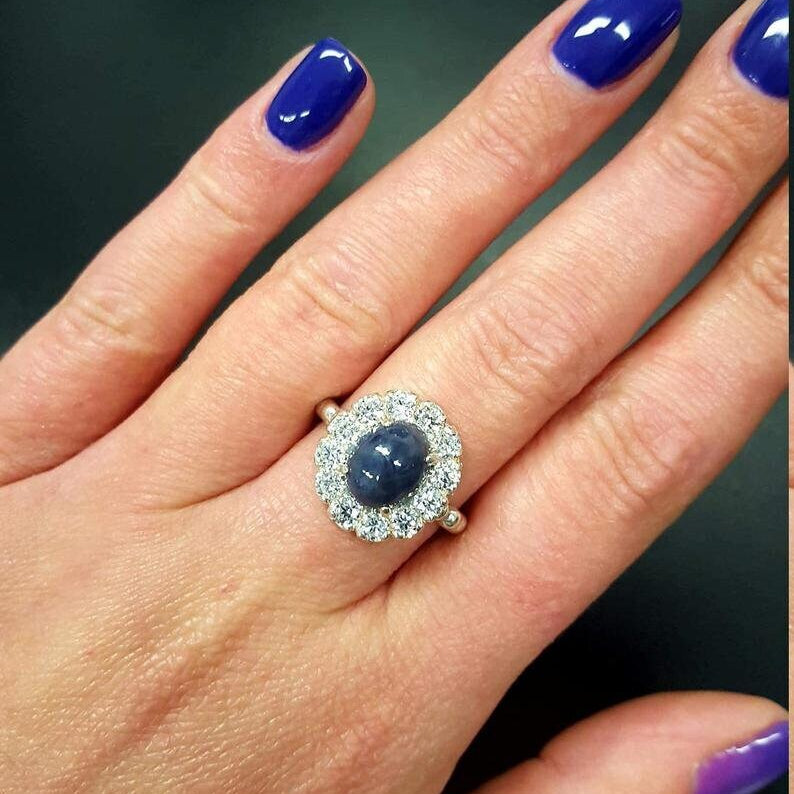 Elegant Blue Sapphire Cocktail Ring in 925 Sterling Silver, perfect for everyday wear and special occasions.