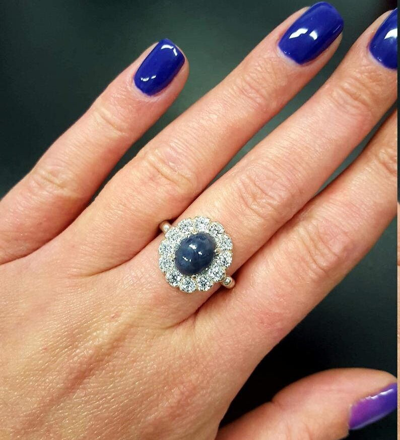 Elegant Blue Sapphire Cocktail Ring in 925 Sterling Silver, perfect for everyday wear and special occasions.