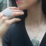 Tribal Ring, Mandala Ring, Statement Ring, Round Silver Ring, Artisan Ring, Vintage Ring, Large Round Ring, Big Flat Ring, Solid Silver Ring