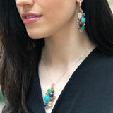 Multistone Boho Pendant, Amazonite Pendant, Statement Pendant, Large Heavy Pendant, Colorful Pendant, Bubble Pendant, Solid Silver Pendant