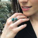 Leaf Ring, Natural Malachite Ring, Green Vintage Ring, April Ring, Green Stone Ring, Inspirational Ring, Natural Green Ring, 925 Silver Ring