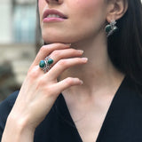 Leaf Ring, Natural Malachite Ring, Green Vintage Ring, April Ring, Green Stone Ring, Inspirational Ring, Natural Green Ring, 925 Silver Ring