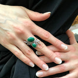 Leaf Ring, Natural Malachite Ring, Green Vintage Ring, April Ring, Green Stone Ring, Inspirational Ring, Natural Green Ring, 925 Silver Ring
