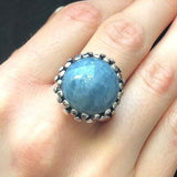Statement Ring, Natural Aquamarine Ring, Large Blue Ring, March Birthstone, Aquamarine Ring, March Ring, Big Blue Ring, Solid Silver Ring
