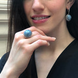Statement Ring, Natural Aquamarine Ring, Large Blue Ring, March Birthstone, Aquamarine Ring, March Ring, Big Blue Ring, Solid Silver Ring