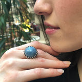 Statement Ring, Natural Aquamarine Ring, Large Blue Ring, March Birthstone, Aquamarine Ring, March Ring, Big Blue Ring, Solid Silver Ring