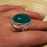 Green Large Ring, Emerald Ring, Created Emerald, Large Stone Ring, Vintage Large Ring, Green Emerald, Solid Silver Ring, Green Ring, Emerald