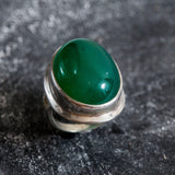 Green Large Ring, Emerald Ring, Created Emerald, Large Stone Ring, Vintage Large Ring, Green Emerald, Solid Silver Ring, Green Ring, Emerald