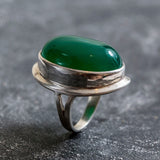Green Large Ring, Emerald Ring, Created Emerald, Large Stone Ring, Vintage Large Ring, Green Emerald, Solid Silver Ring, Green Ring, Emerald