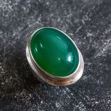 Green Large Ring, Emerald Ring, Created Emerald, Large Stone Ring, Vintage Large Ring, Green Emerald, Solid Silver Ring, Green Ring, Emerald