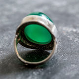 Green Large Ring, Emerald Ring, Created Emerald, Large Stone Ring, Vintage Large Ring, Green Emerald, Solid Silver Ring, Green Ring, Emerald