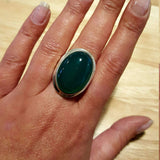 Green Large Ring, Emerald Ring, Created Emerald, Large Stone Ring, Vintage Large Ring, Green Emerald, Solid Silver Ring, Green Ring, Emerald