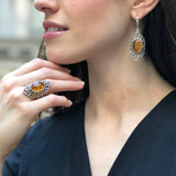 Large Amber Ring, Natural Amber Ring, Statement Ring, Vintage Ring, Long Ring, Yellow Ring, Artistic Ring, Bohemian Ring, Solid Silver Ring