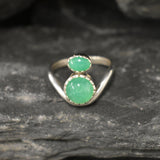 Green Twin Ring, REAL Chrysoprase Ring, Green Vintage Ring, Genuine Chrysoprase Ring, Vintage Ring, Statement Ring,Unique Gift, Adina Stone