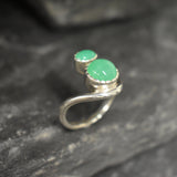 Green Twin Ring, REAL Chrysoprase Ring, Green Vintage Ring, Genuine Chrysoprase Ring, Vintage Ring, Statement Ring,Unique Gift, Adina Stone
