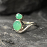 Green Twin Ring, REAL Chrysoprase Ring, Green Vintage Ring, Genuine Chrysoprase Ring, Vintage Ring, Statement Ring,Unique Gift, Adina Stone