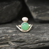 Chrysoprase Ring, Natural Chyrsoprase Ring, Two Stone Ring, Green Bohemian Ring, Natural Opal Ring, Unique Silver Ring, Rare by Adina