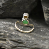 Chrysoprase Ring, Natural Chyrsoprase Ring, Two Stone Ring, Green Bohemian Ring, Natural Opal Ring, Unique Silver Ring, Rare by Adina