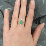 Chrysoprase Ring, Natural Chyrsoprase Ring, Two Stone Ring, Green Bohemian Ring, Natural Opal Ring, Unique Silver Ring, Rare by Adina