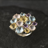 Colorful Cocktail Ring - Multistone Statement Ring - Vintage Cluster Ring