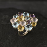 Colorful Cocktail Ring - Multistone Statement Ring - Vintage Cluster Ring