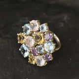 Colorful Cocktail Ring - Multistone Statement Ring - Vintage Cluster Ring