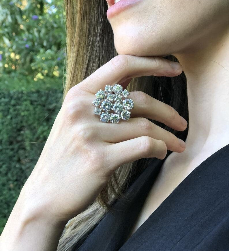 Blue Topaz Ring, Natural Blue Topaz, December Birthstone, Cocktail Ring, Flower Ring, Statement Ring, Blue Vintage Ring, Solid Silver Ring