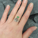 Rutilated Quartz Ring, Natural Rutilated Quartz Ring, Chrysoprase Ring, Two Stone Ring, Asymmetric Ring, Unique Silver Ring, Rare by Adina